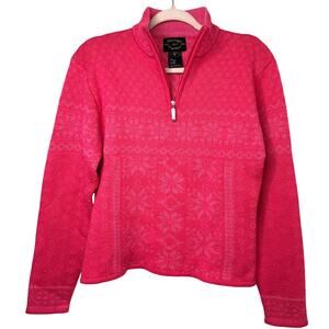 Md VTG Obermeyer Mimi Wool Blend Pink Snowflake Sweater Ski Après Y2K Cabincore